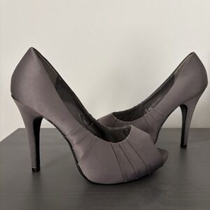 Kelly & Katie Womens Gray Peep Toe‎ Dress Shoes High Heels Pumps Occasion 8.5